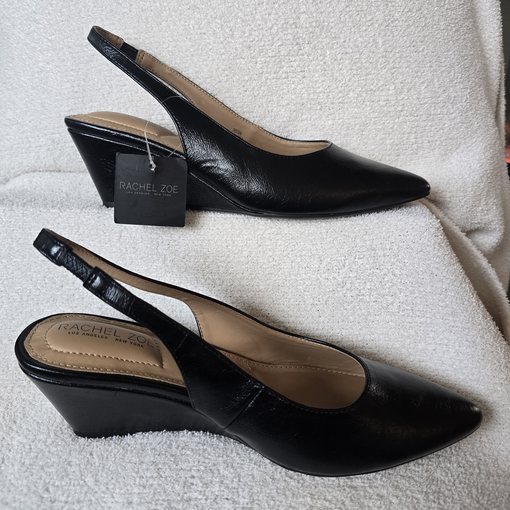 Rachel Zoe Black Slingback Wedge Shoes - Picture 5 of 5